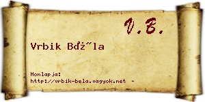 Vrbik Béla névjegykártya
